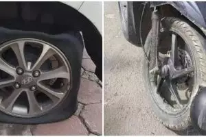 11 Momen apes ban kendaraan bocor, penampakannya bikin ngelus dada