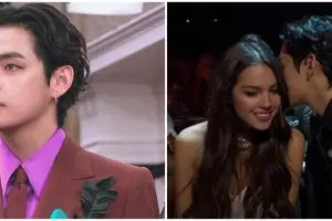Jawab rasa penasaran, ini yang dibisikkan V BTS pada Olivia Rodrigo