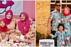 Viral satu keluarga pakai baju Hello Kitty tiap Lebaran, unyu banget