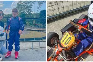 11 Momen seru Celine Evangelista temani Lucio balapan gokart