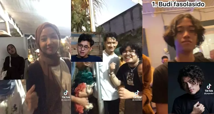 Viral aksi TikToker pamer teman tongkrongan mirip artis © TikTok/@popodut