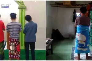 11 Potret kepepet nggak ada sarung saat salat, nyeleneh abis