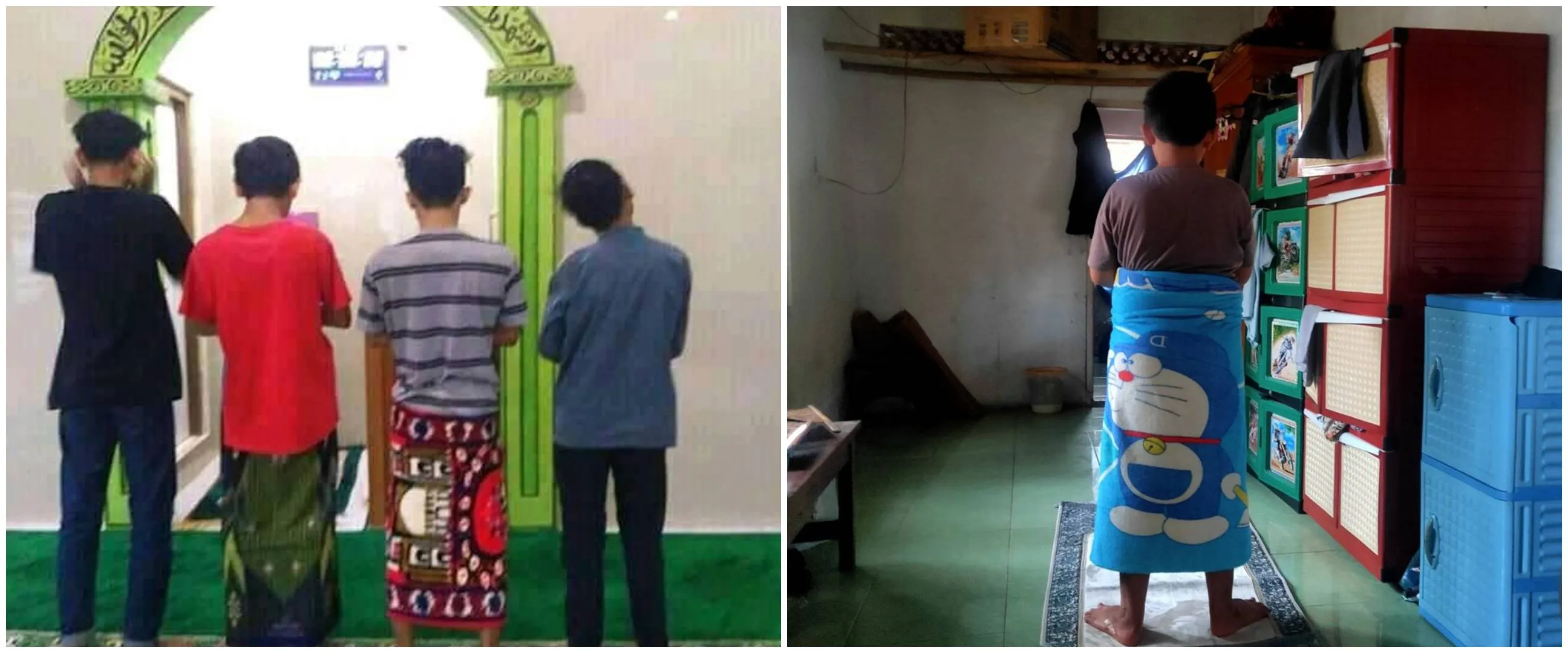 11 Potret kepepet nggak ada sarung saat salat, nyeleneh abis