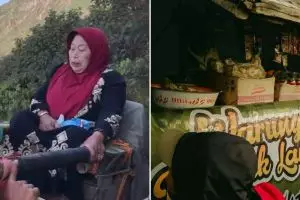 Viral Mbok Yem pemilik warung Gunung Lawu mudik ditandu turun gunung