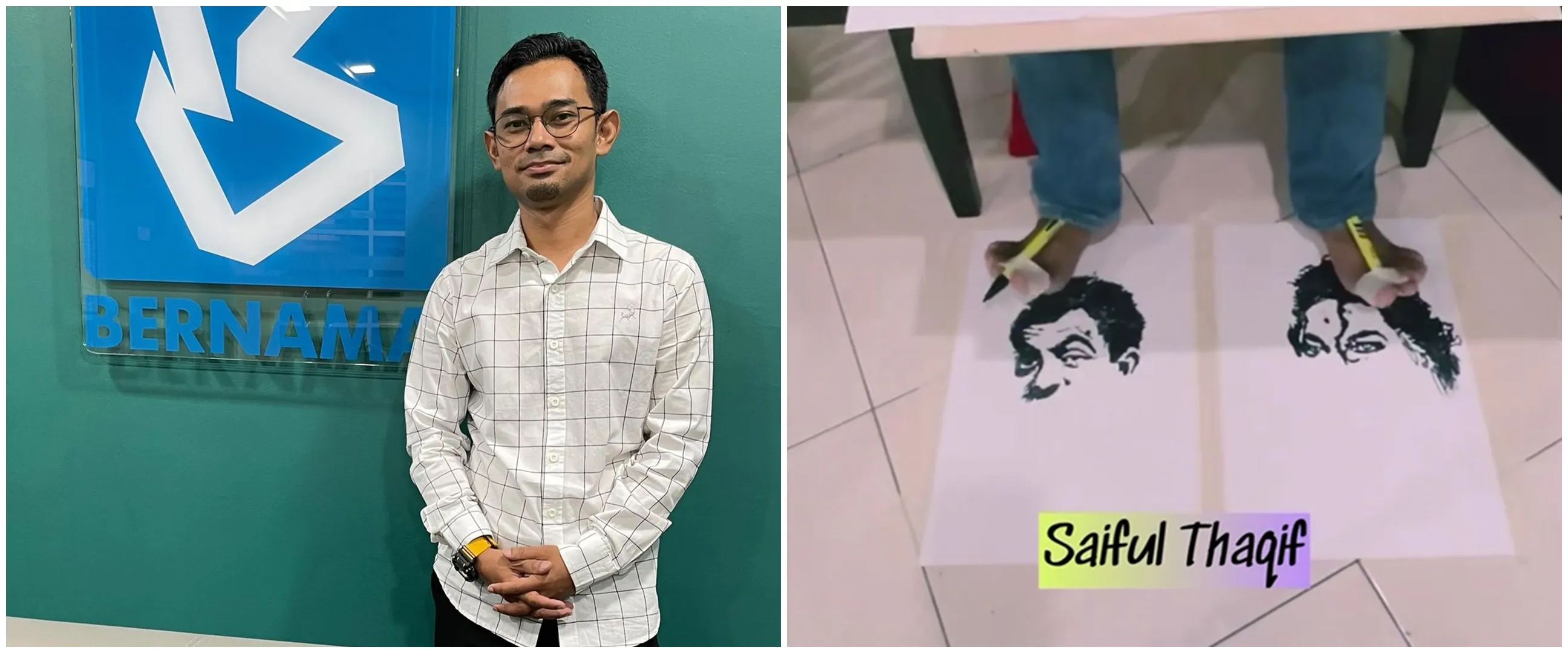 Berkemampuan tak biasa, guru ini lukis 8 gambar sekaligus pakai kaki