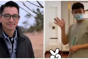 Tak gengsi, 9 momen Andy Lau ngepel lantai kamar ini banjir pujian