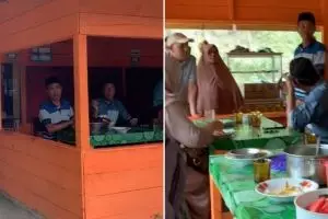 Viral sekeluarga mampir makan di warung, ternyata rumah warga