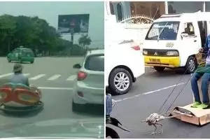 13 Potret lucu kendaraan berhenti di jalan, aneh-aneh bentuknya