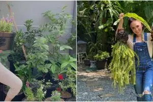 Gaya 9 penyanyi saat berkebun, penampilan Mayangsari dipuji kece