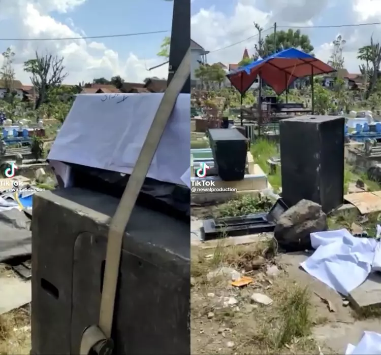 Pernikahan digelar di pemakaman © TikTok/@newalproduction Pernikahan digelar di pemakaman © TikTok/@newalproduction