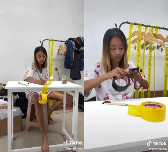 Wanita ikuti super model challenge ala low budget © TikTok