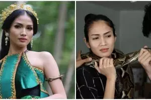 Momen pemotretan poster KKN di Desa Penari, pose bareng ular asli