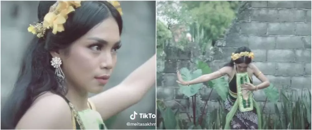 wanita tirukan sosok badarawuhi © TikTok