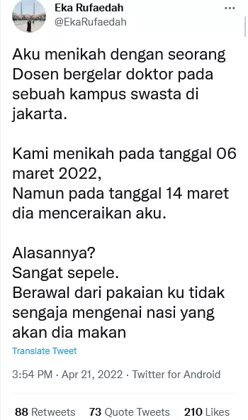 8 Hari menikah sudah diceraikan suami Twitter 8 Hari menikah sudah diceraikan suami Twitter