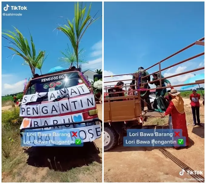 pengantin diarak pakai truk terbuka berbagai sumber