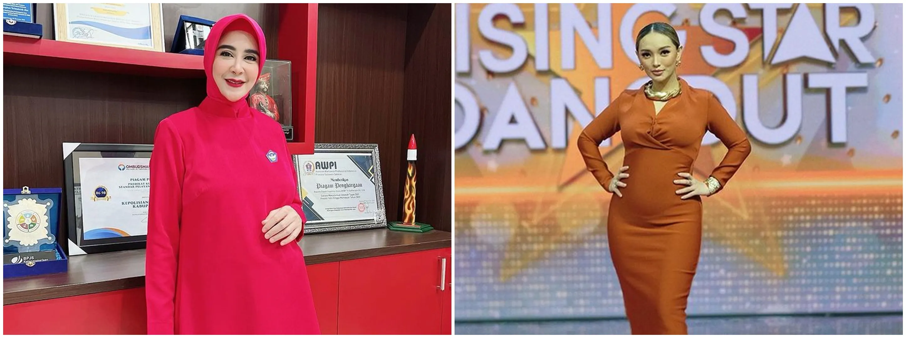 Gaya 11 pedangdut pamer baby bump, Uut Permatasari anggun berseragam