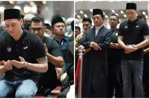 11 Potret Mesut Ozil salat di Masjid Istiqlal, disambut riuh jamaah