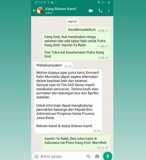 Ridwan Kamil balas WA Berbagai sumber