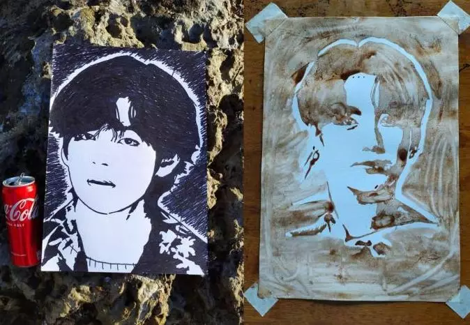 melukis jimin terbalik © TikTok