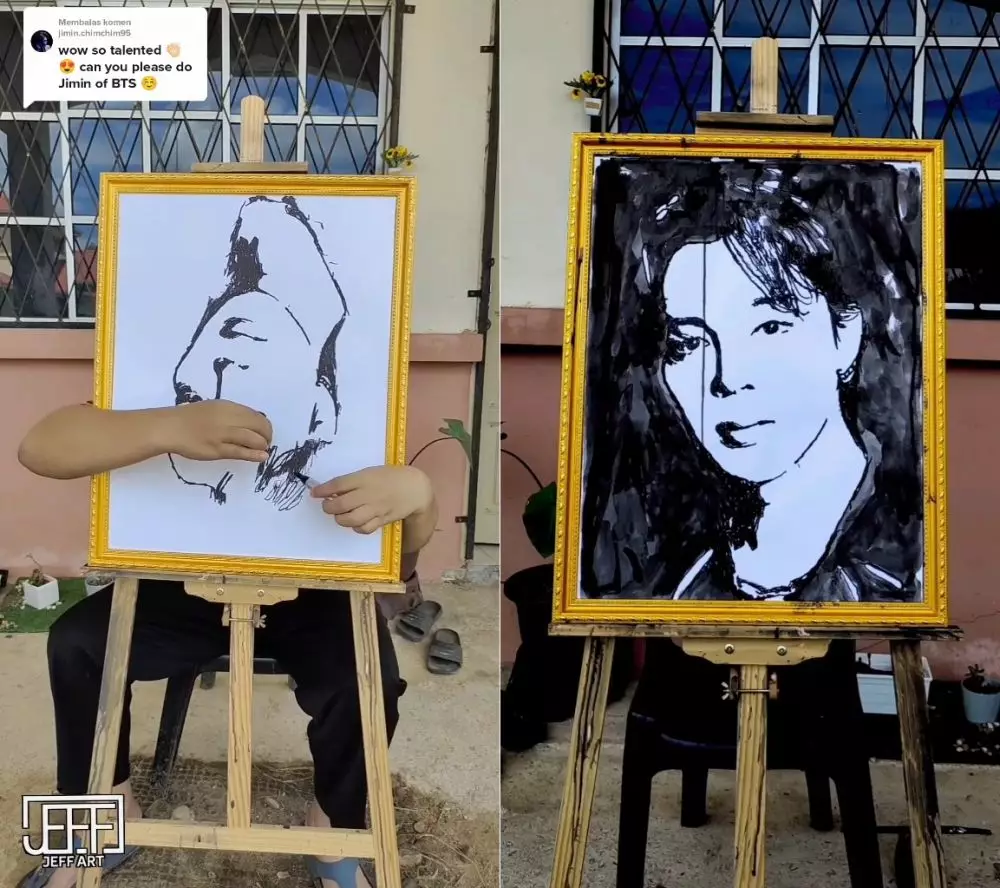 melukis jimin terbalik © TikTok