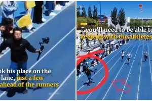 Rekam lomba lari, juru kamera ini ikut berlari di lintasan bak peserta