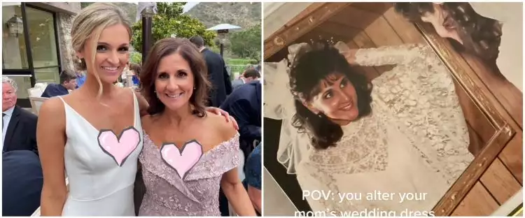 30 tahun disimpan, wanita ini sulap baju pengantin ibunya jadi dress