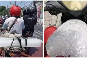 9 Momen kocak pengendara motor bawa es batu, dinginnya terasa