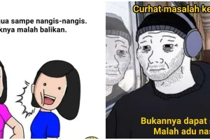 13 Meme kocak curhat ke temen ini ending malah adu nasib