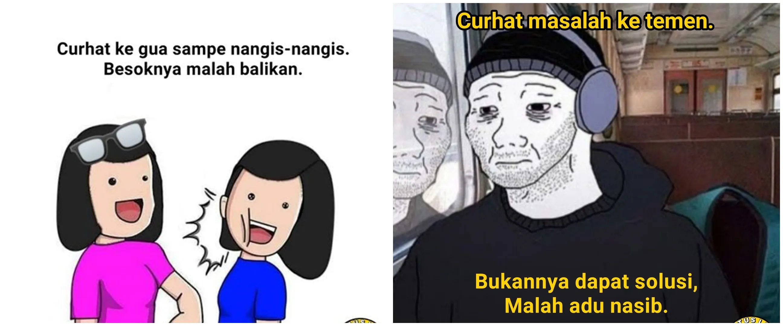 13 Meme kocak curhat ke temen ini ending malah adu nasib