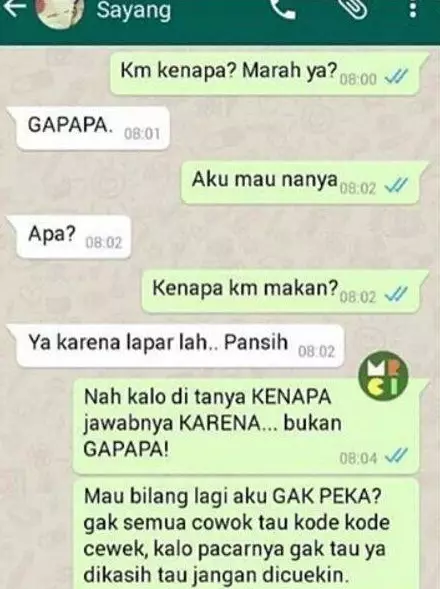 Balasan chat kocak saat pacar ngambek © berbagai sumber