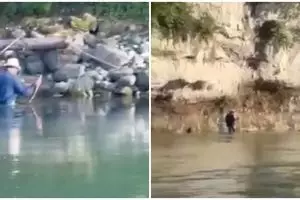 Momen haru Ridwan Kamil nyemplung Sungai Aare ikut cari putranya