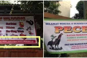 10 Spanduk ucapan ini konsepnya lucu abis, bikin salah fokus