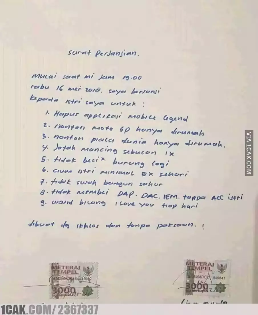 surat bermaterai nyeleneh © berbagai sumber surat bermaterai nyeleneh © berbagai sumber