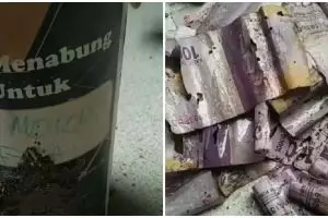 Bongkar celengan beli motor, cewek ini syok uangnya di makan rayap