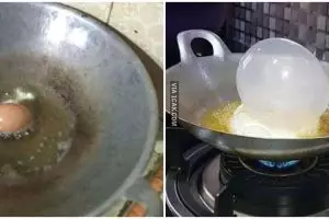 15 Momen kocak pas goreng telur ini aksinya bikin ngelus dada