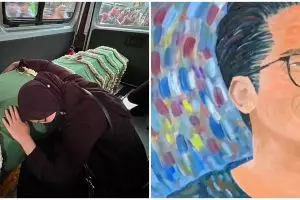 Momen haru Zara peluk peti jenazah Eril terakhir kali hingga tertidur