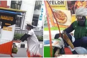 11 Potret lucu pedagang cosplay sambil jualan ini kocak abis