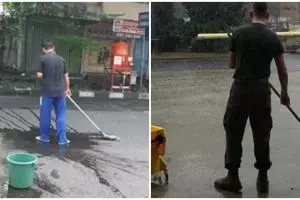 13 Potret lucu orang ngepel, ada-ada aja tingkah kocaknya