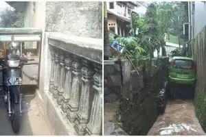 11 Potret apes kendaraan terjebak di tempat umum, bikin ikutan pusing