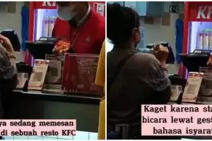 Wanita tunarungu pesan makanan di KFC, reaksi karyawannya bikin haru