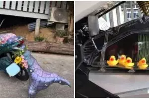 11 Penampakan nyeleneh sepeda motor dikasih hiasan, idenya kocak