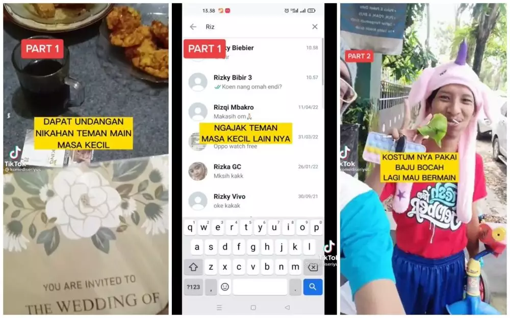 pakai kostum bocah di nikahan teman © TikTok/@komediseriyus pakai kostum bocah di nikahan teman © TikTok/@komediseriyus