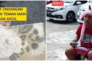 Pria ini pakai kostum bocah di nikahan teman masa kecil, bikin ngakak