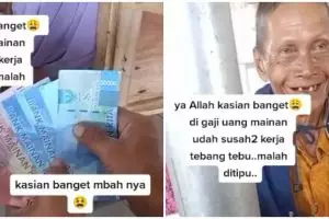 Kakek penebang tebu digaji uang mainan, endingnya mandor minta maaf