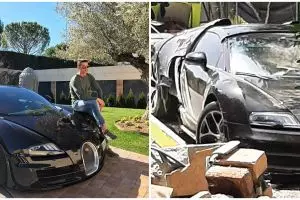 Mobil Rp 30 M milik Cristiano Ronaldo alami kecelakaan, nabrak tembok