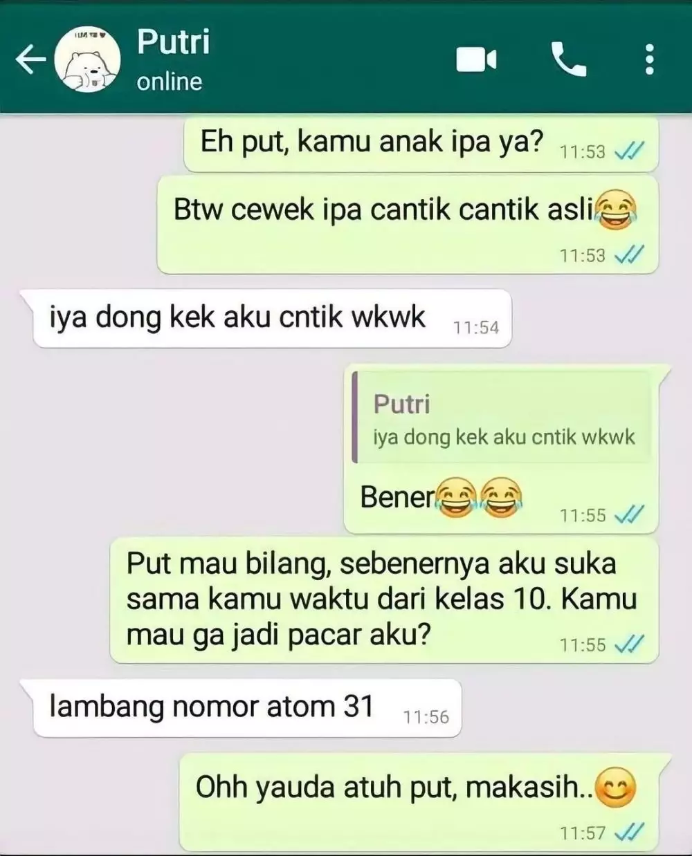 chat lucu cewek nolak halus © berbagai sumber