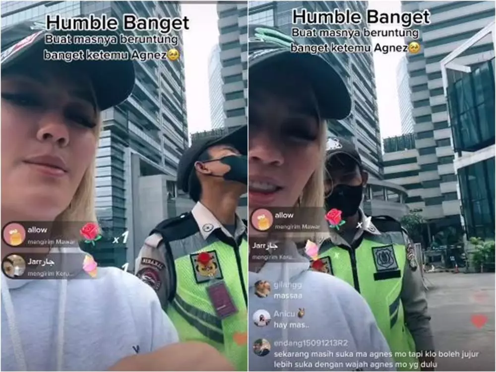 sikap agnez mo live bareng satpam © TikTok