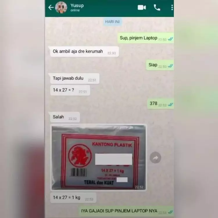 Chat kocak saat dimintai tolong © berbagai sumber