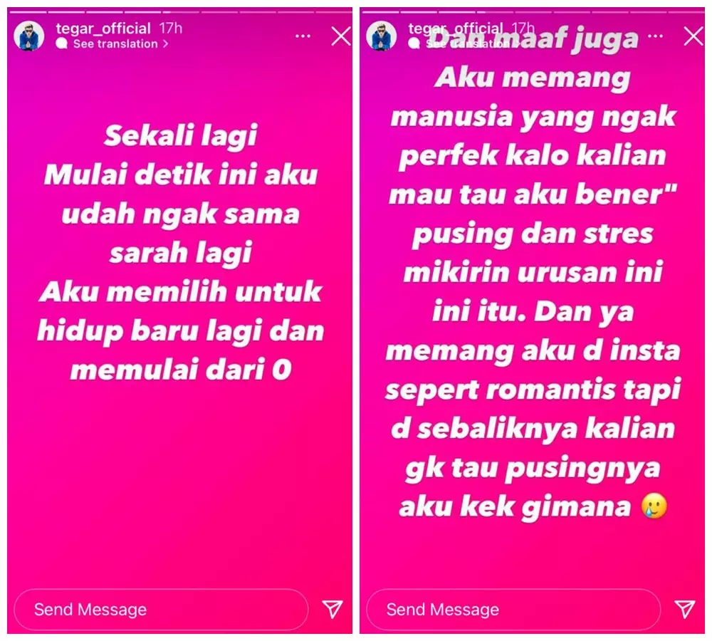 Tegar Septian cerai dengan istri © berbagai sumber