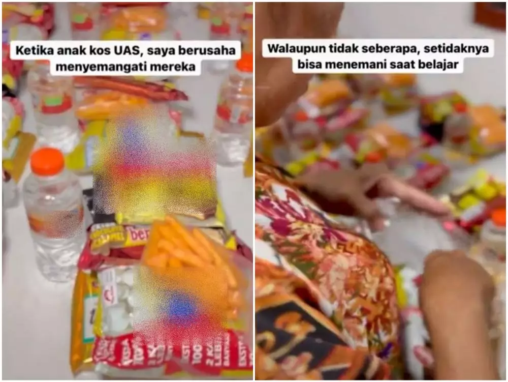 ibu kos berikan makanan penghuni uas © TikTok ibu kos berikan makanan penghuni uas © TikTok